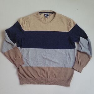 Club Room Men's Crewneck Sweater - Navy, Gray, and Tan